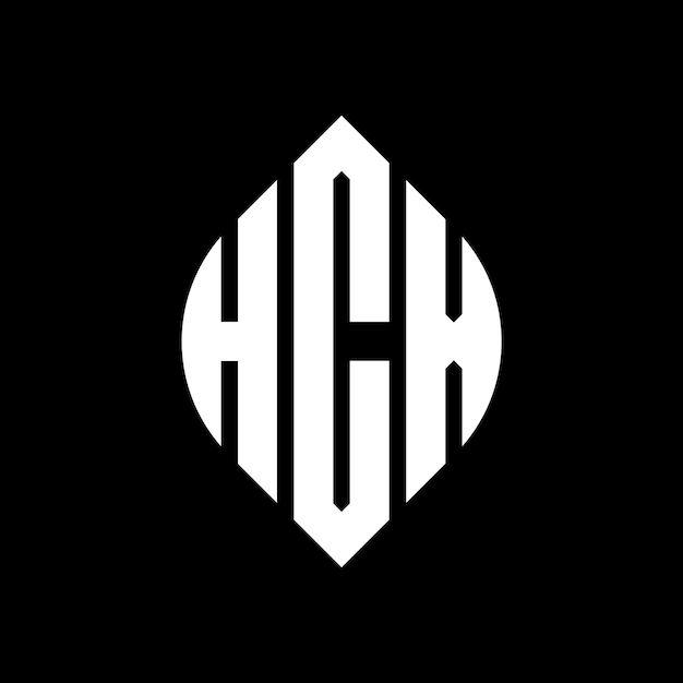 Vettore design del logo della lettera circolare hcx con forma di cerchio e ellisse lettere ellisse hcx con stile tipografico le tre iniziali formano un logo circolare hc x emblema circolare monogramma astratto lettera mark vettore