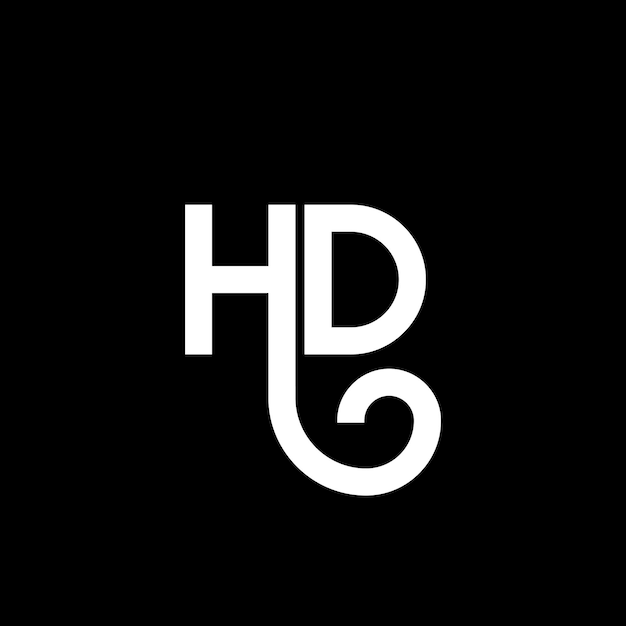HD letter logo design on black background HD creative initials letter logo concept hd letter design HD white letter design on black background H D h d logo