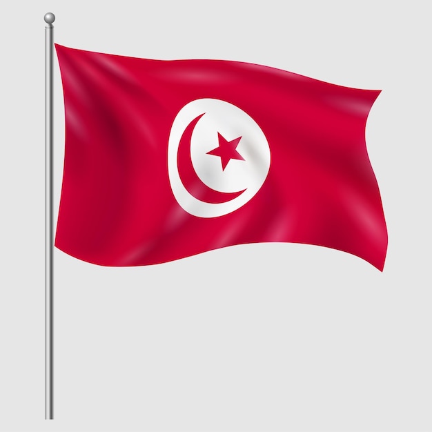 HD officiële nationale vlag van Tunesië in 3D zwaaiende textuur