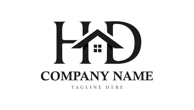HD onroerend goed huis of huis letter logo ontwerpsjabloon