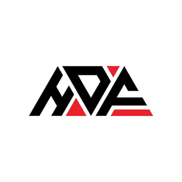 삼각형 모양의 HDF 삼각형 로고 디자인, 모노그램, 빨간색의 HDF 터 로고 템플릿, 단순하고 우아하고 고급스러운 HDF 로고