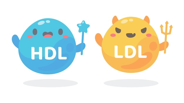 HDL and LDL cholesterol cartoon Good fat and bad fat accumulated in the body