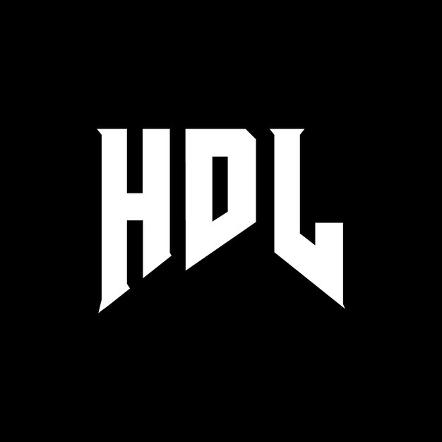 HDL 文字 ロゴデザイン 黒と白の色合い HDL ベクトル HDL アイコン HDL アルファベット HDL タイポグラフィー ロゴデザイン