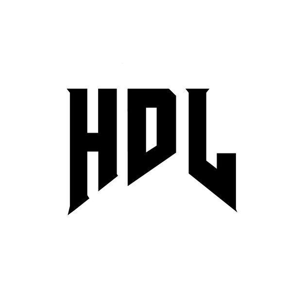 HDL 文字 ロゴデザイン 黒と白の色合い HDL ベクトル HDL アイコン HDL アルファベット HDL タイポグラフィー ロゴデザイン