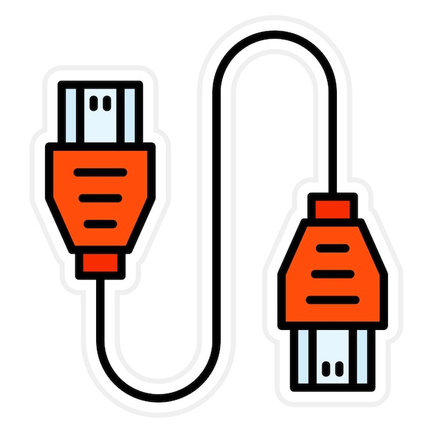 Vettore immagine vettoriale dell'icona del cavo hdmi può essere utilizzata per computer e hardware