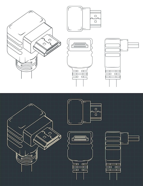 HDMI Male angular plug blueprints