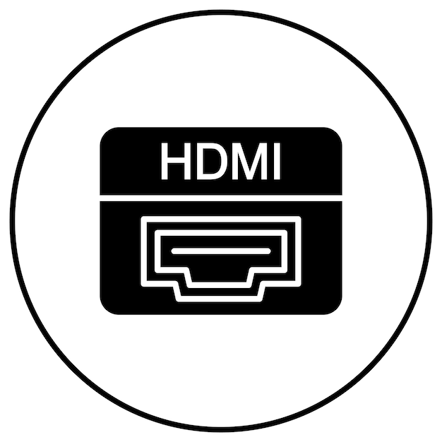 Hdmi Port 아이콘 터 이미지는 컴퓨터 및 하드웨어에 사용할 수 있습니다.