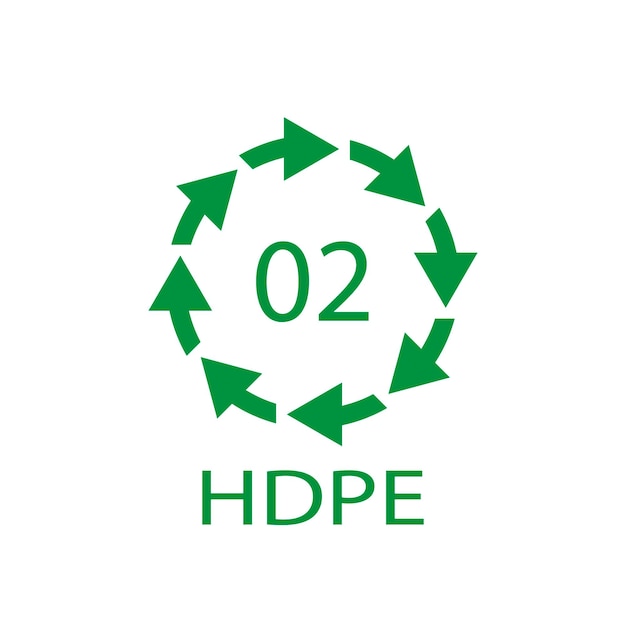 HDPE 02 재활용 코드 기호 플라스틱 재활용 벡터 폴리에틸렌 기호