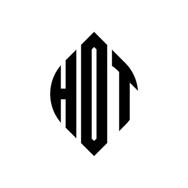 Vettore disegno del logo della lettera circolare hdt con forma di cerchio e ellisse lettere ellisse hdt con stile tipografico le tre iniziali formano un logo circolare emblema del cerchio hdt monogramma astratto lettera mark vettore