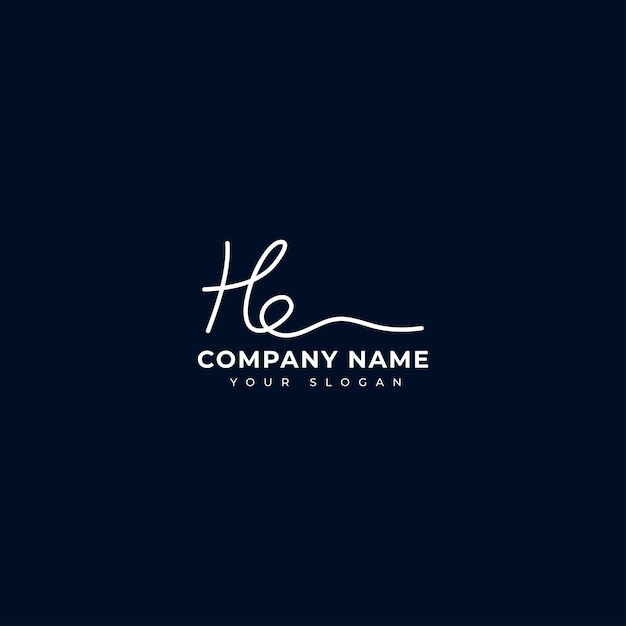 He Initial signature logo vector design