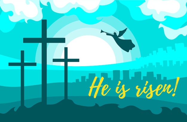 He is risen Easter greeting card Vector illustration eps10