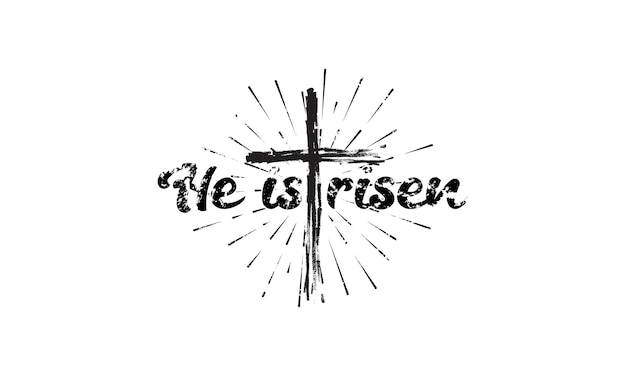 Vector he is risen lettering isolated on white background symbol for congratulations on the resurrection o