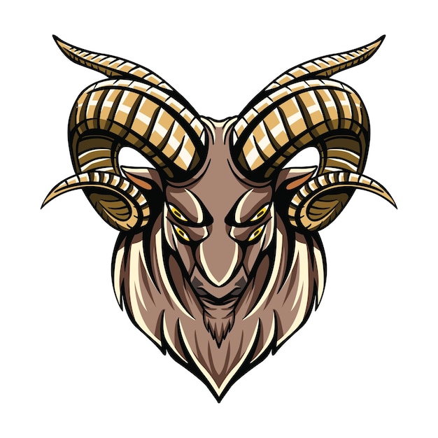 Head of alien goat logo illustration