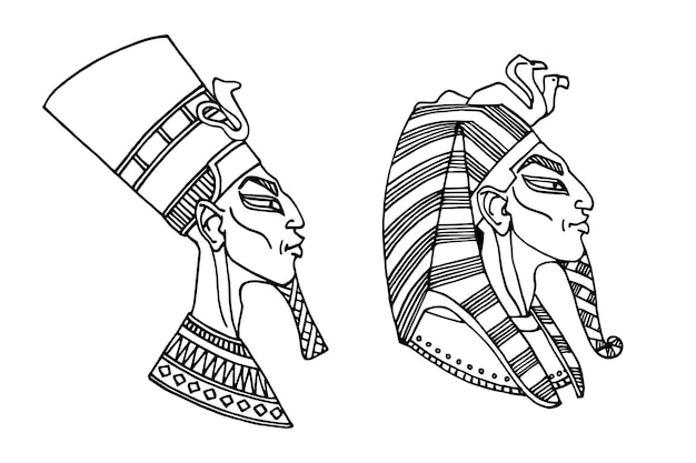 the head of an ancient egyptian pharaoh in a striped turban vector illustration