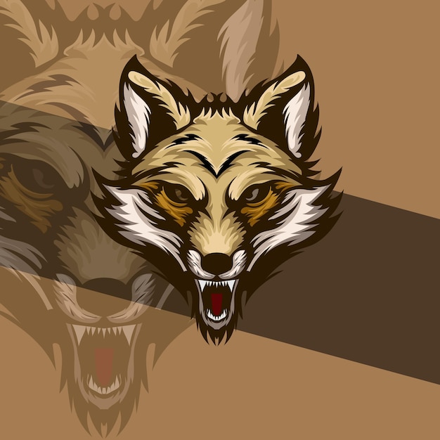 怒った狼の頭 マスコット スポーツロゴデザイン 狼の頭 動物のマスコット 狼の头のエンブレムデザイン