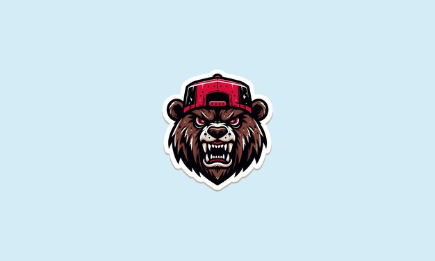 head bear angry wearing red hat vector mascot design