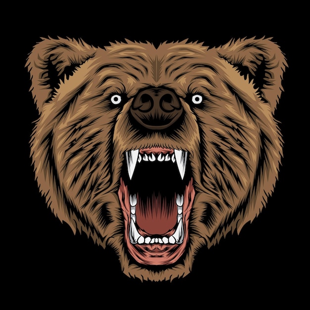 Vector the head of a bear who is angry because his food is disturbed