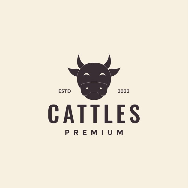 Голова черная корова битник винтажный логотип