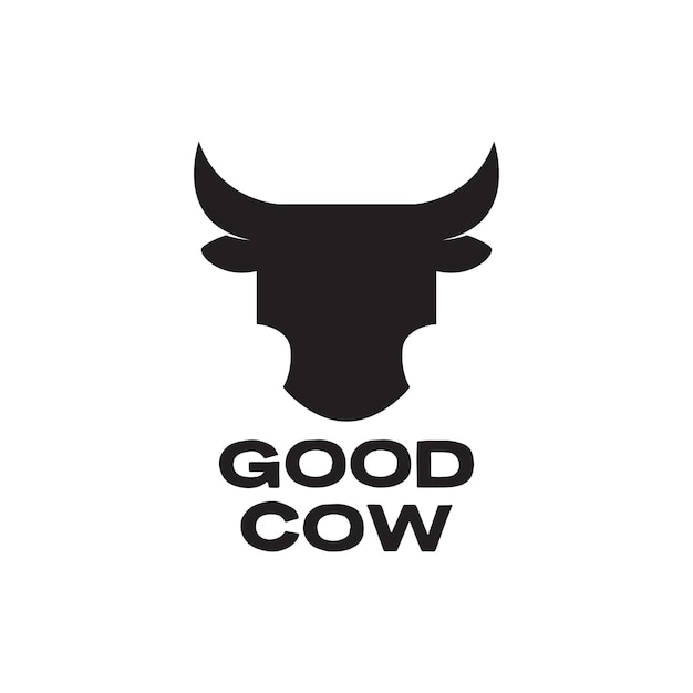 Head black flat cow cattle livestock logo design vector graphic symbol icon illustration creative idea