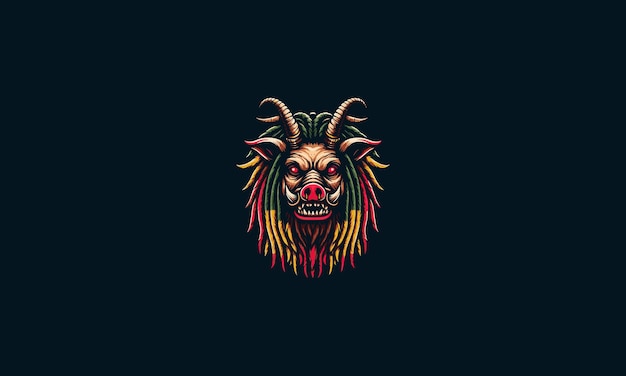 head boar with dreadlocks vector logo design