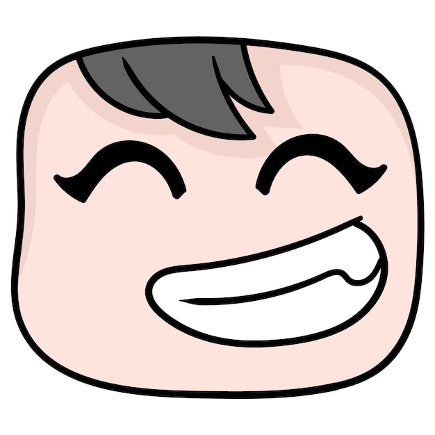 Vector head boy chubby handsome face smiling happy, vector illustration carton emoticon. doodle icon drawing