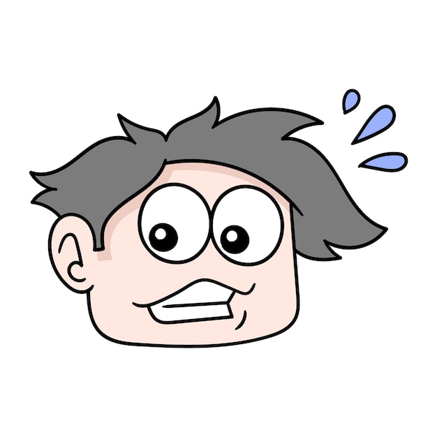 Head boy surprised expression doodle icon drawing