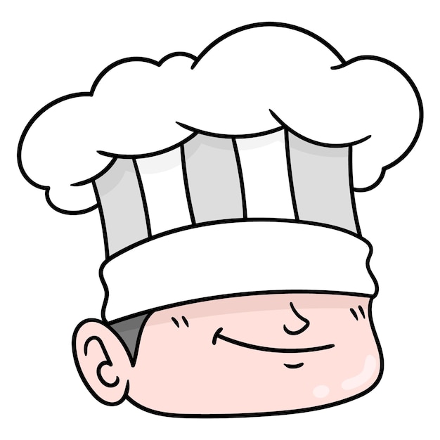 Vector head boy wearing a professional chef hat, vector illustration carton emoticon. doodle icon drawing