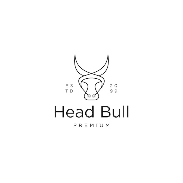 Head bull line logo icon design template