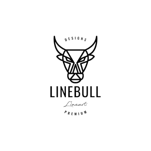 Head bull long horn line polygon logo design