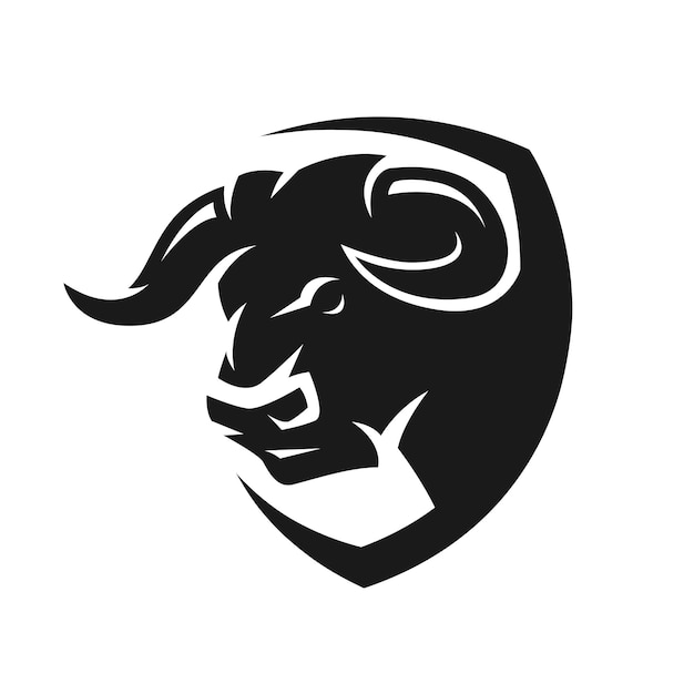 Vector head of a bull monochrome logo