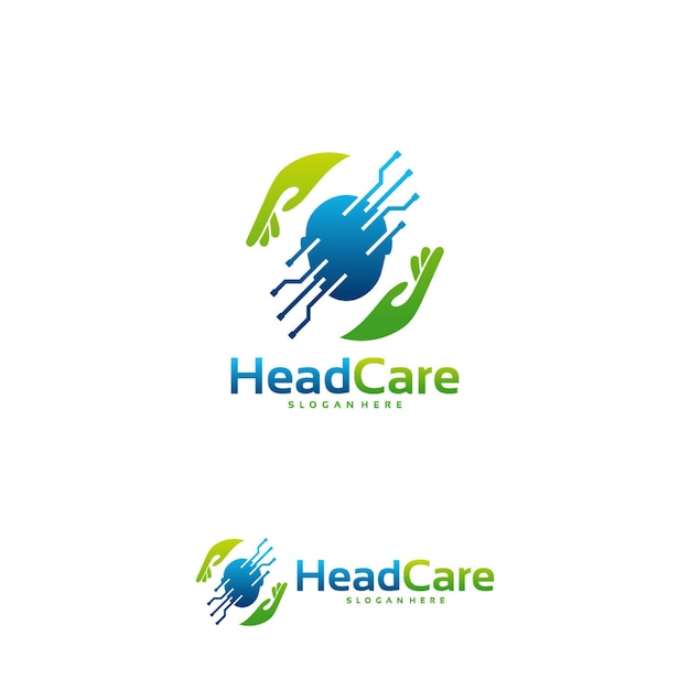 Head care logo ontwerpen concept, brain care logo, head technology logo ontwerpen vector