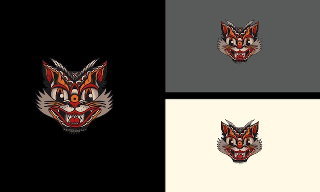 Head cat zombie vector mascot design