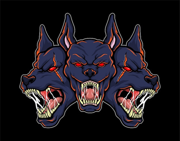 Head of cerberus logo illustration