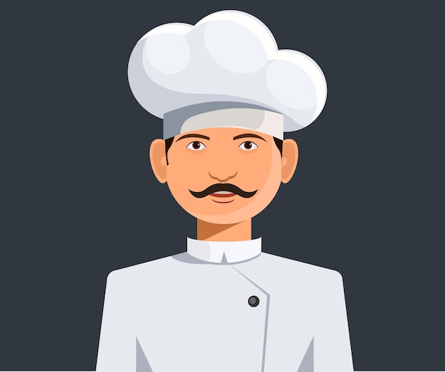 Vector head chef cooking restaurant or cafe