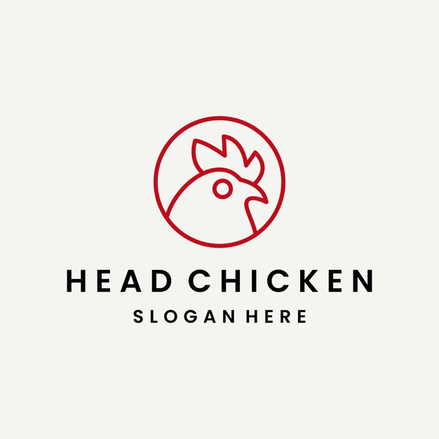 head chicken logo icon design template flat vector