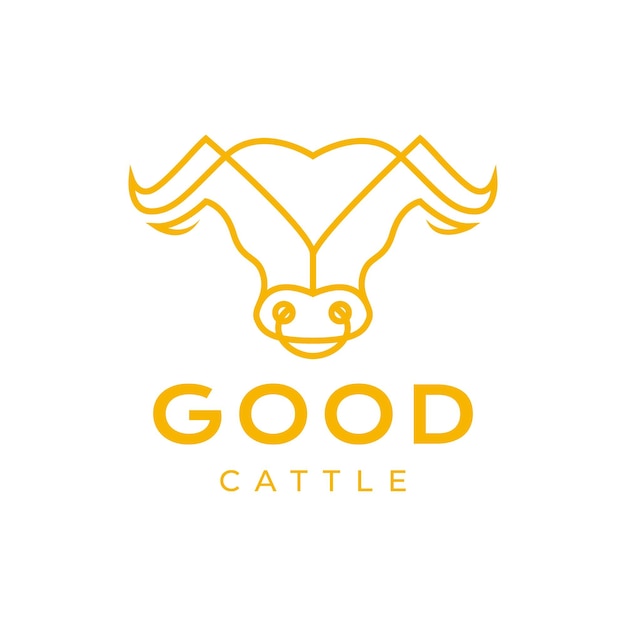 Head cow cattle livestock modern minimal line art logo design vector icon illustration template