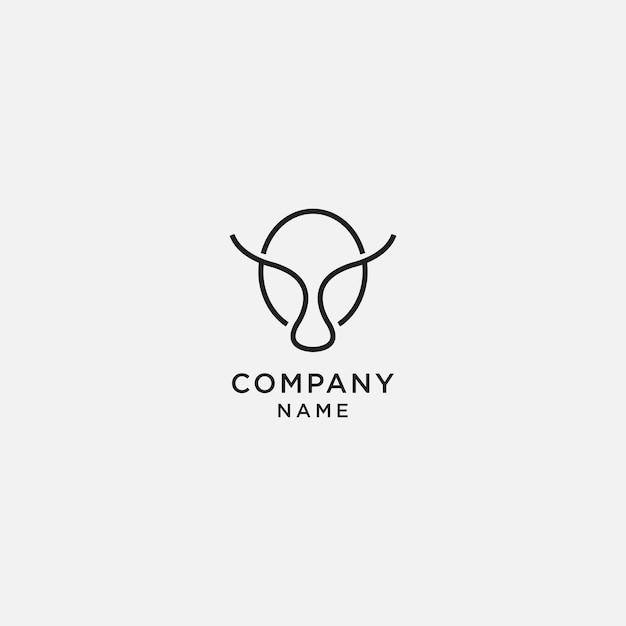Head cow line logo icon design template