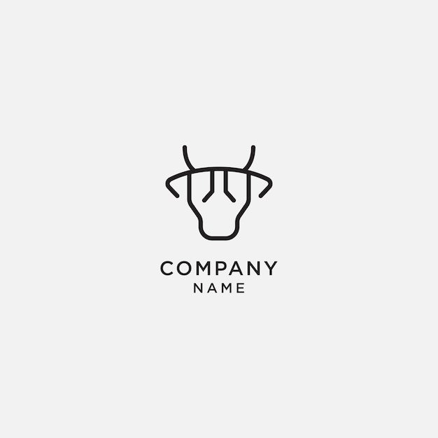 Head cow line logo icon design template