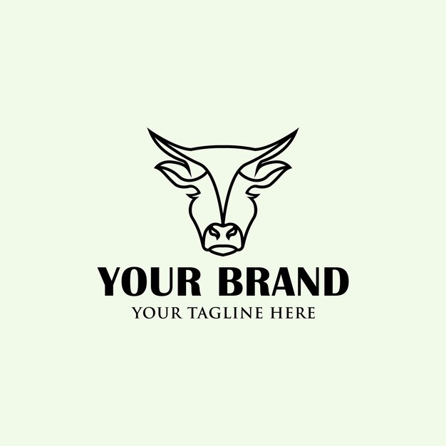 Vector head cow wagyu cattle minimalist line logo vector