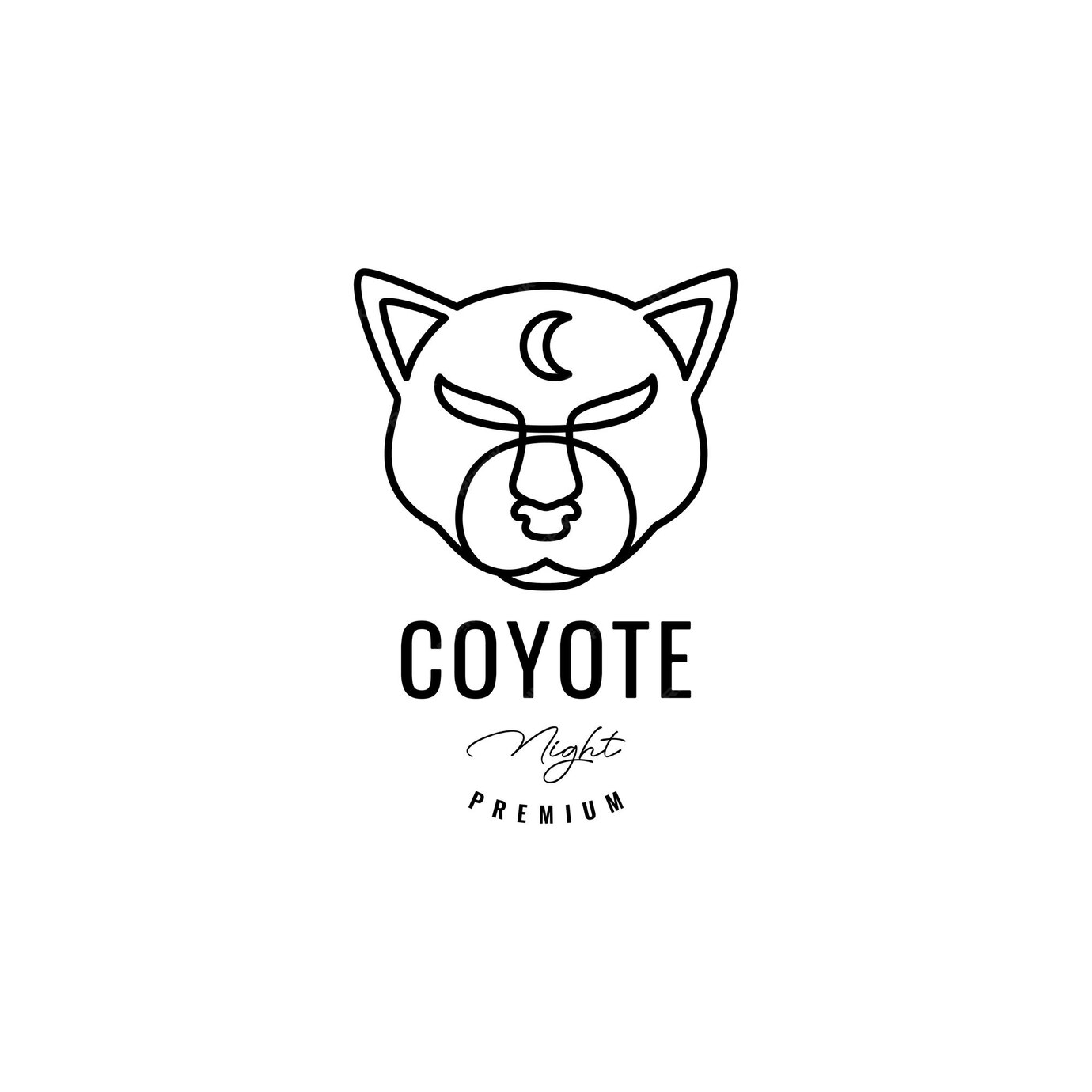 Premium Vector | Head coyote forest night logo design vector