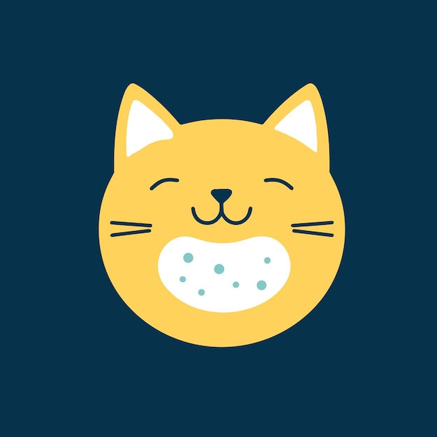 Head of cute cat in childish style with smile muzzle