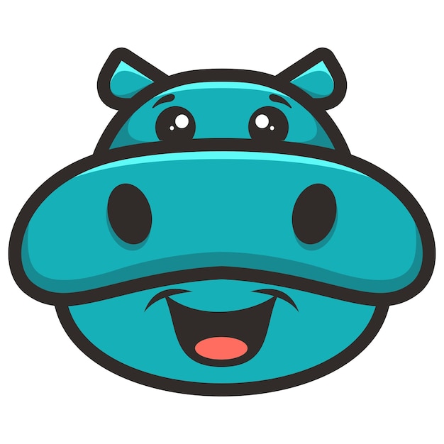 Head Cute Hippo Mascot Logo