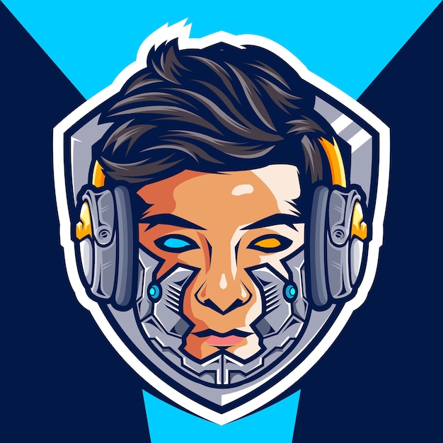 Head Cyborg Gamer esport logo 