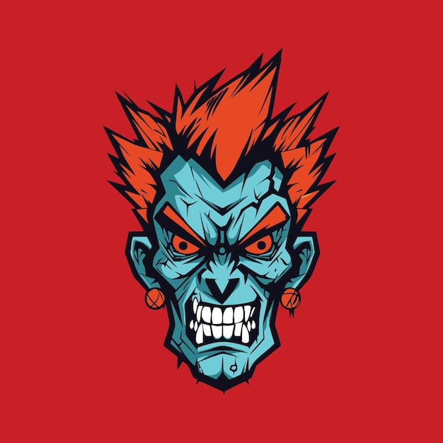 Head of a dead zombie cartoon character illustration