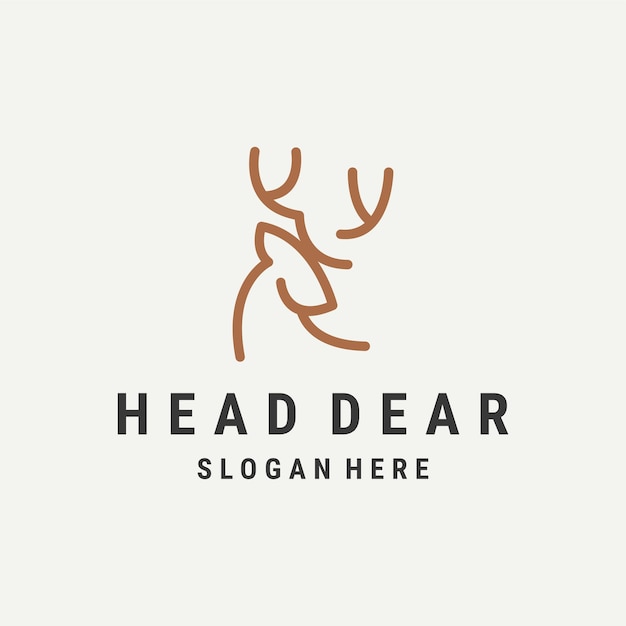 шаблон логотипа головы оленя векторный иллюстрационный дизайн