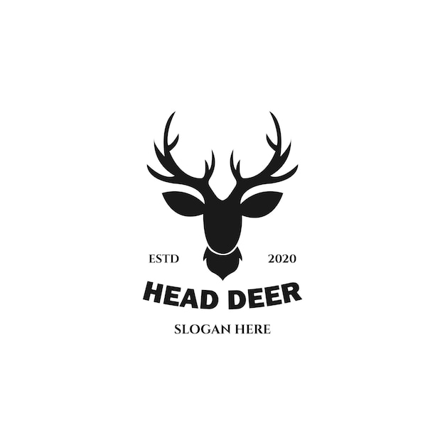 Head deer vintage logo vector illustration template design