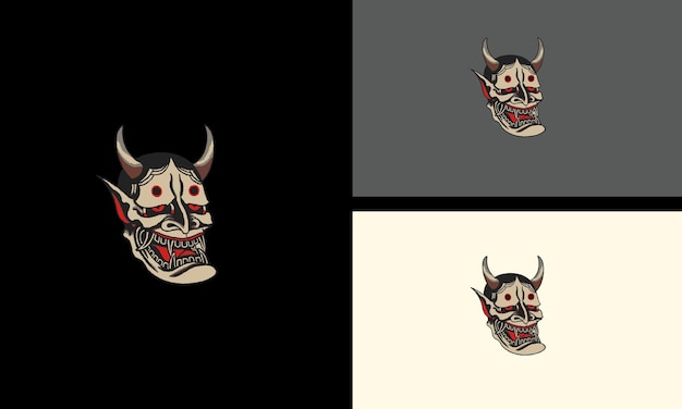 Head devil with horn vector illustration mascot design