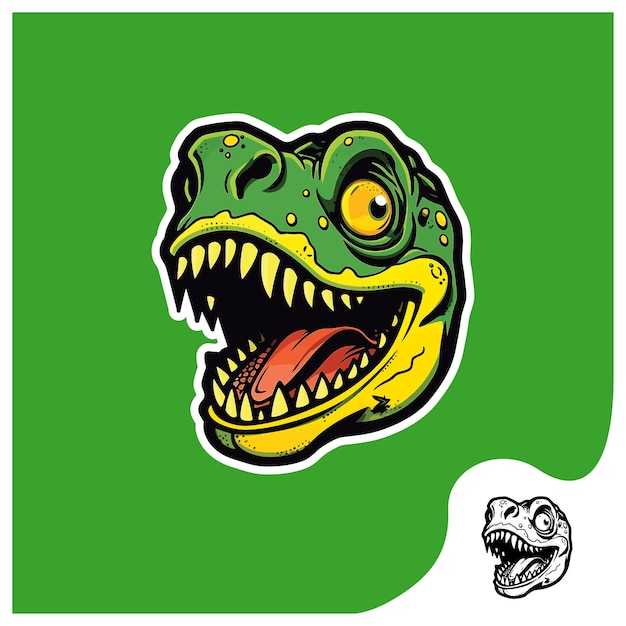 Vector head of dinosaur sticker vector ilustration