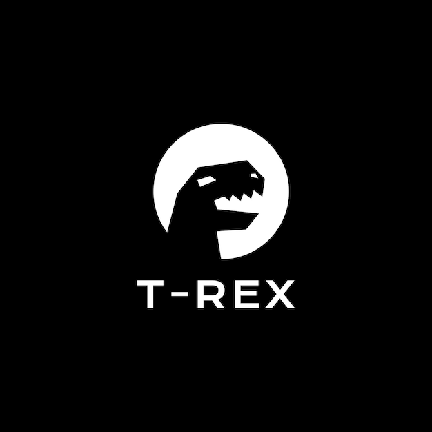 Голова динозавра t rex с вектором дизайна логотипа луны