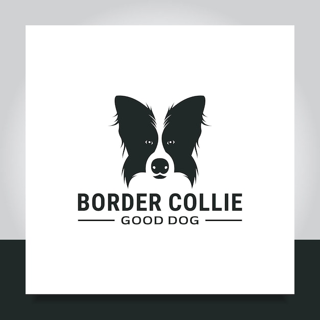 Head dog border collie pet logo design for owners animal trainer